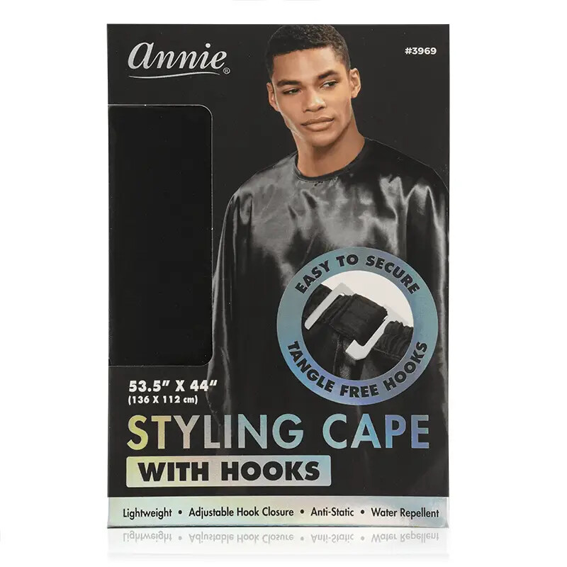 Annie - Black Cutting Cape with Stretchable Hook