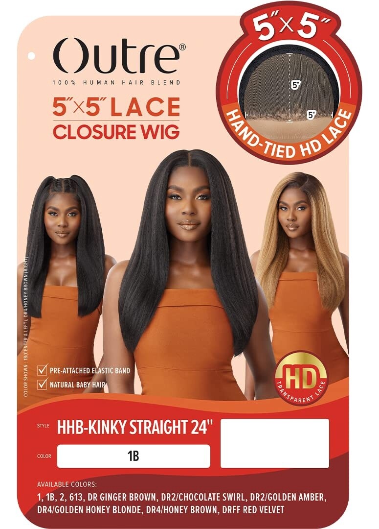 Outre - 5x5 Lace Closure - HHB - Kinky Straight 24in