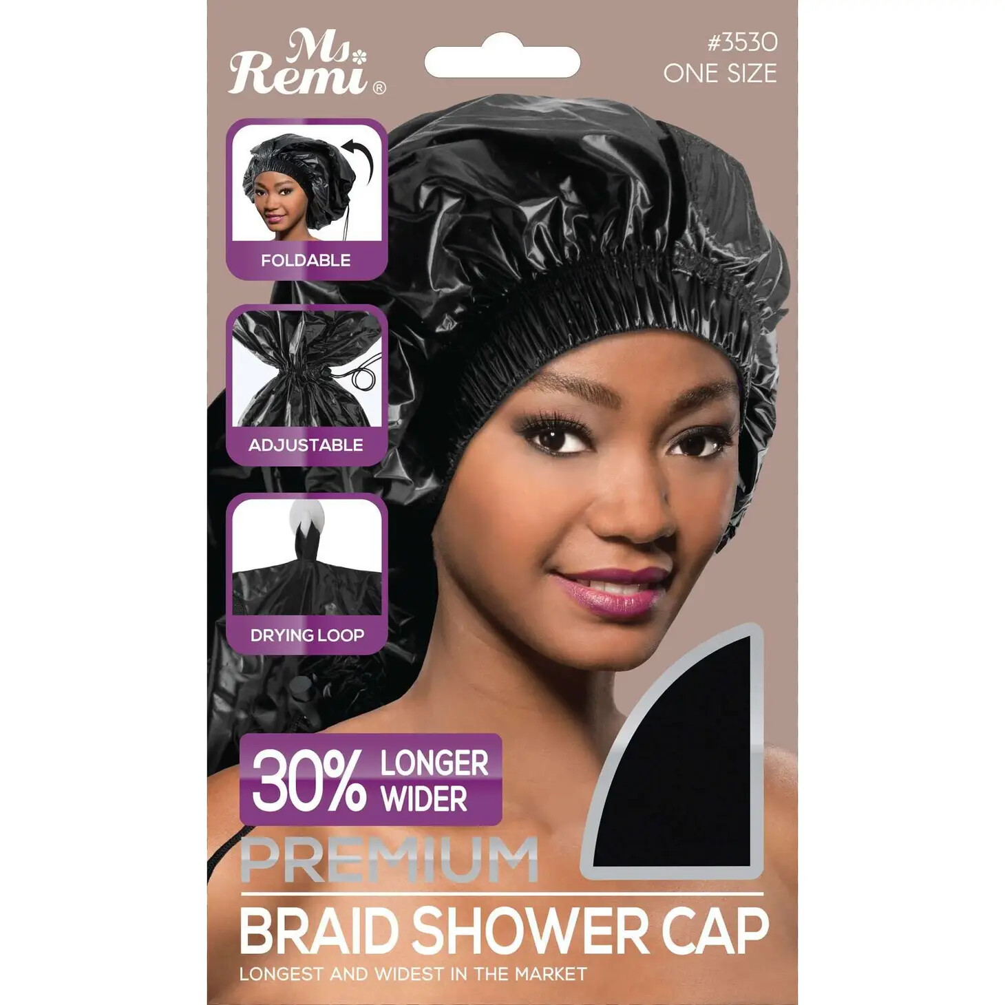 Max Jumbo Braid Shower Cap Black