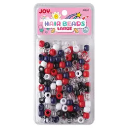Large Hair Beads - pkg, Color: Black/White/Red