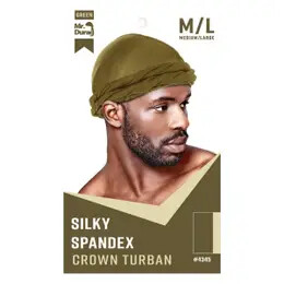 Silky Spandex Crown Turban Black, Color: Asst M/L