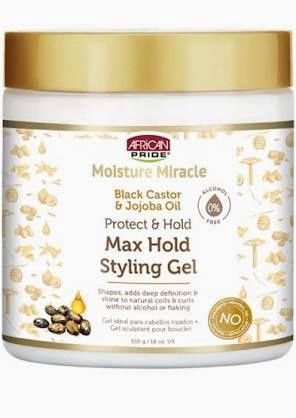African Pride - Moisture Miracle - Maximum Hold Styling Gel, Type: Black Castor, Size: 18oz