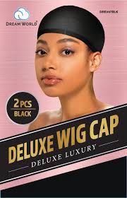 Dream World  Deluxe Luxury Wig Cap Black 2pc