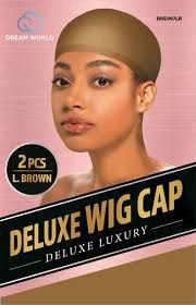 Dream World Deluxe Luxury Wig Cap Light Brown 2pcs