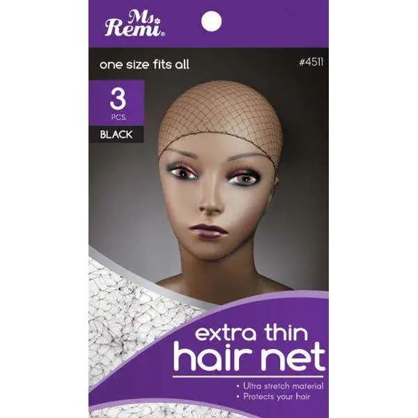 Annie - Ms. Remi - Extra Thin Hair Net - 3pc - Black
