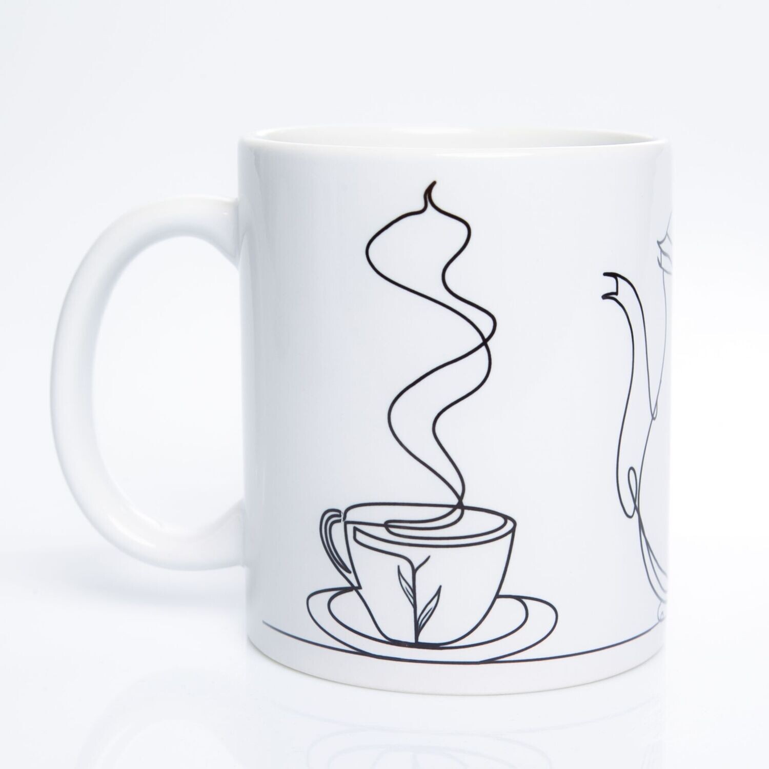 dampfender Kaffee im One-Line Stil illustriert