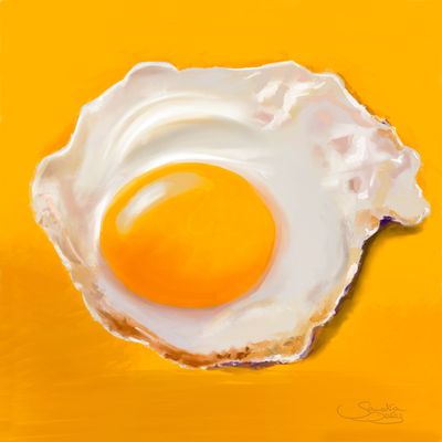 Spiegelei auf gelben Untergrund