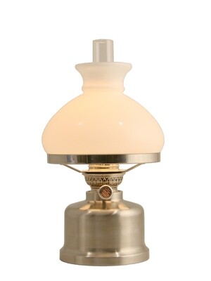 Petroleumlampe OLD DANISH Edelstahl gebuerst., H 31 cm, Schirm, 34 Std. Licht