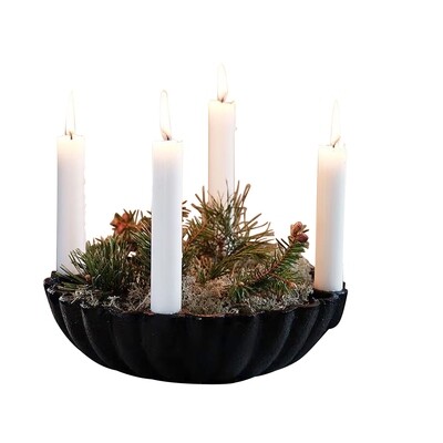 Kerzenschale Gusseisen schwarz, f. alle Jahreszeiten, o. Deko o. Kerzen