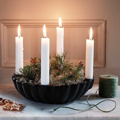 Kerzenschale Gusseisen schwarz, f. alle Jahreszeiten, o. Deko o. Kerzen