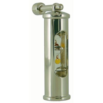 Galileiglas Thermometer Edelstahl poliert, mit Wandhalter, Hoehe 145 mm