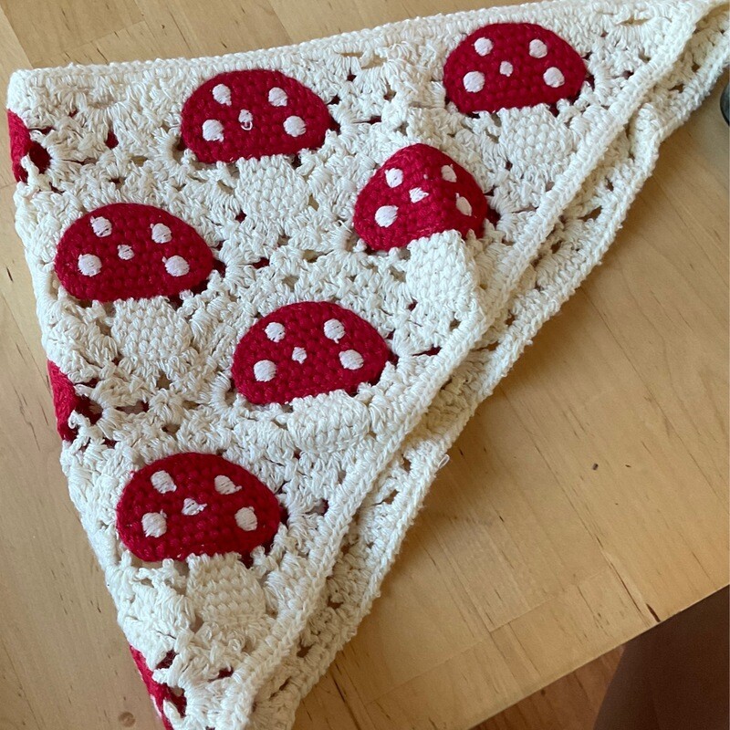 Crocheted Mushroom Bandana