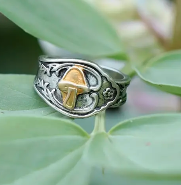 Hobo silver ring Big mushroom