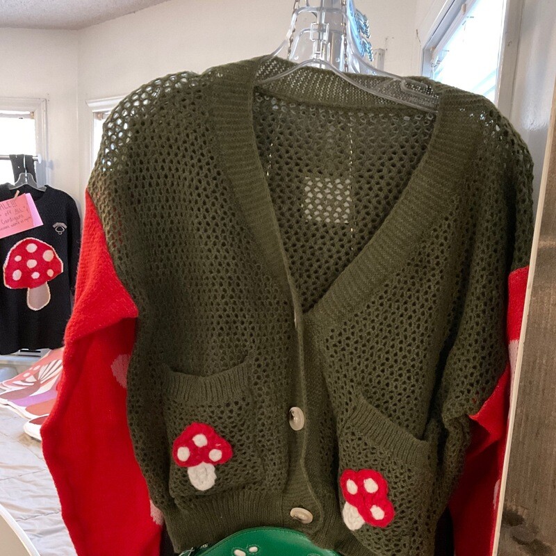 Red Sleeve Mushroom Sweater