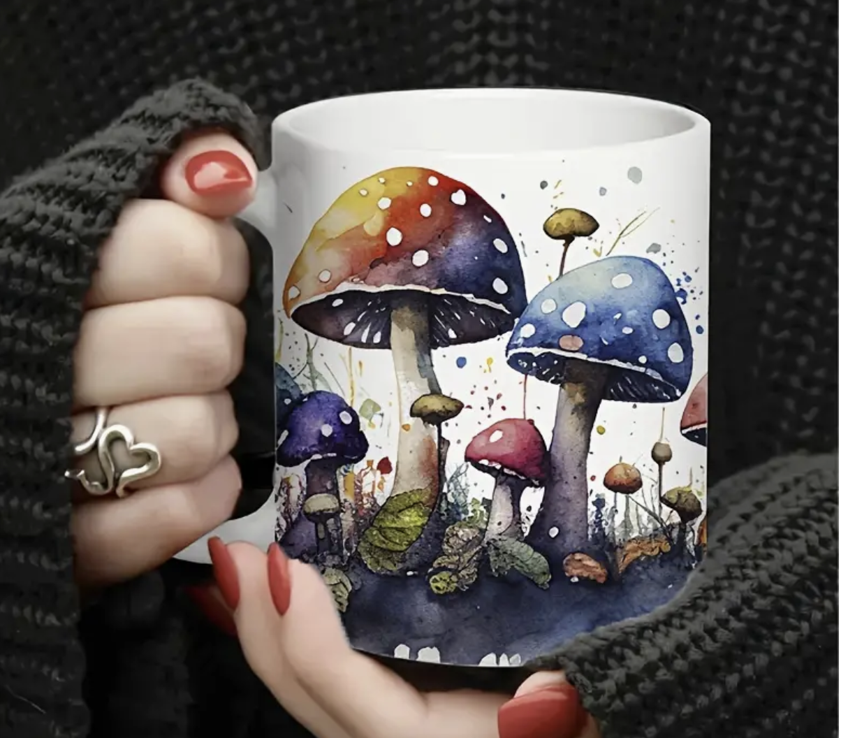Fancy Mushroom Coffee Mug, 11oz Ceramic Coffee Cups