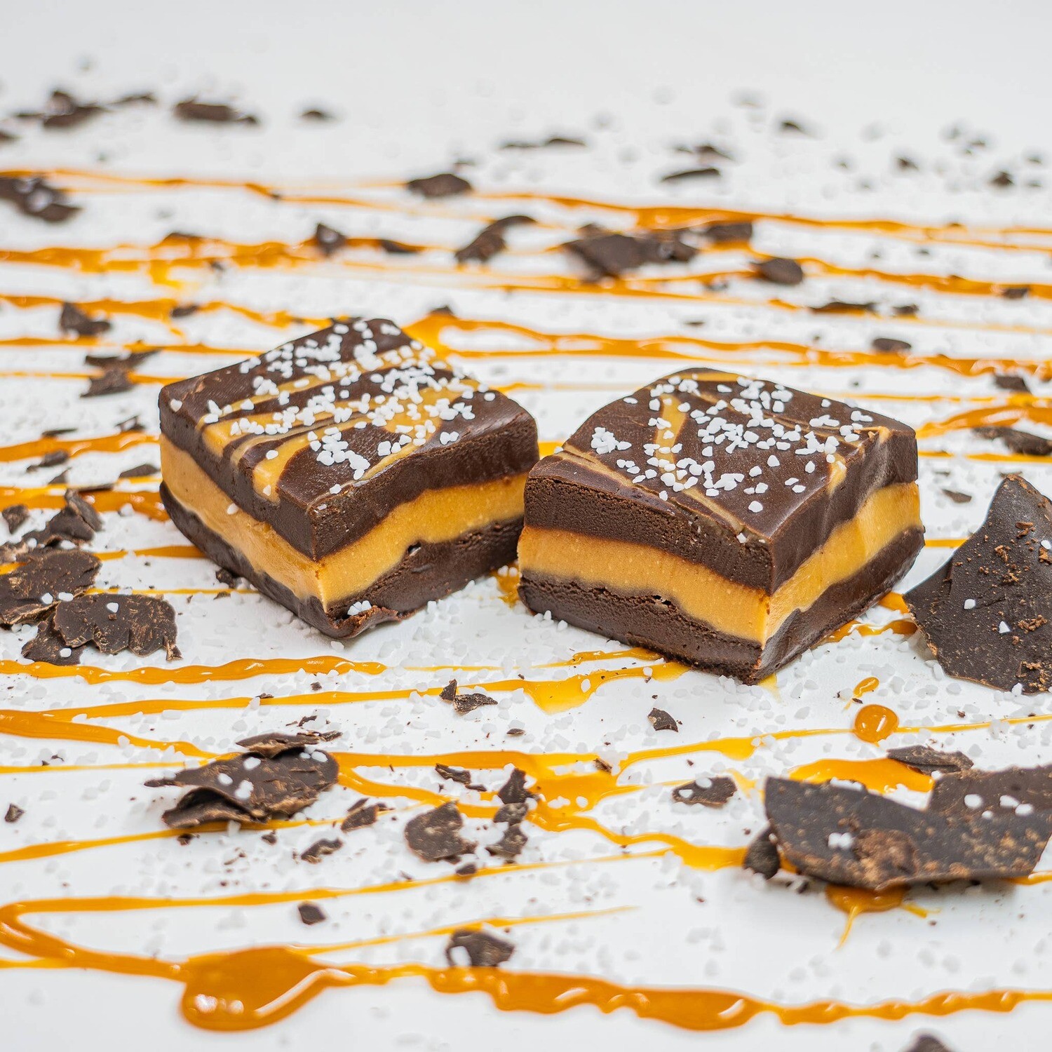 Dark Chocolate Caramel Sea Salt Fudge (1/2 lb Package)