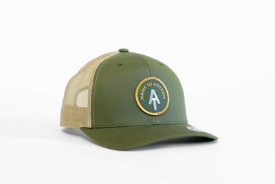 Appalachian Trail, Vintage Style Trucker Hat | CENTER PATCH: Moss/Khaki