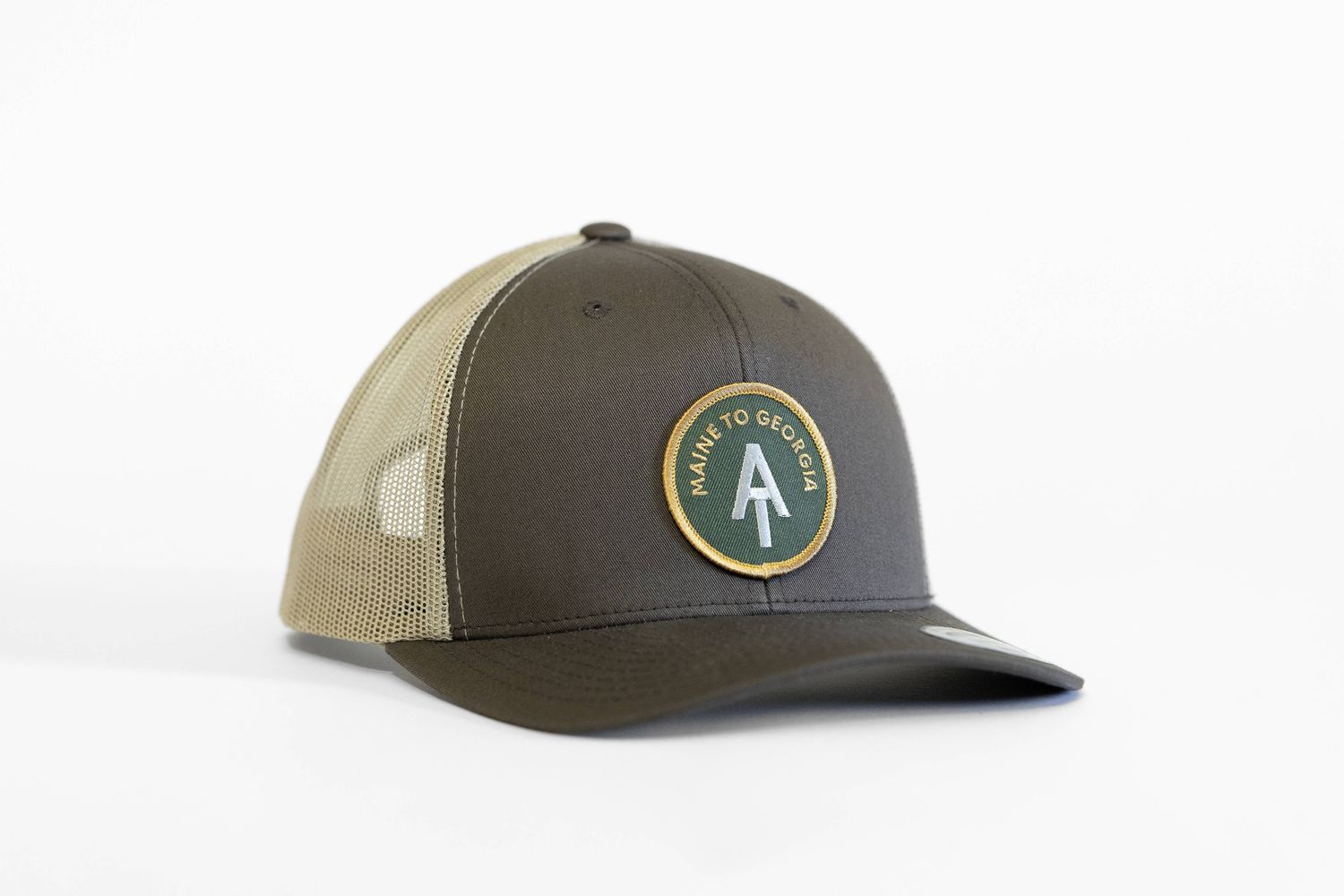Appalachian Trail, Vintage Style Trucker Hat | CENTER PATCH: Brown/Khaki