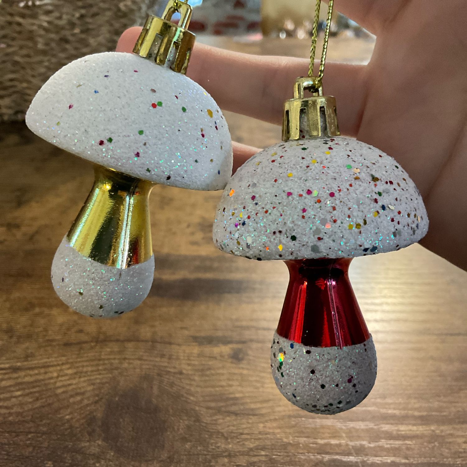 Small glitter mushroom ornament