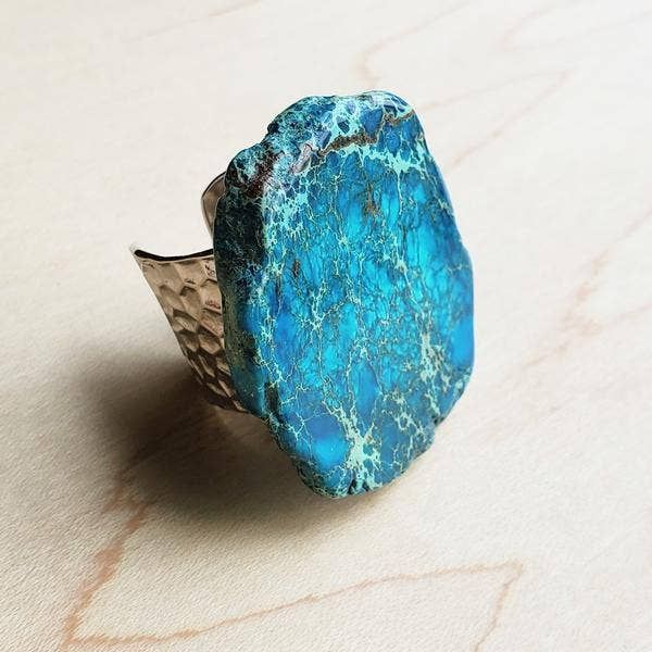 Blue Regalite Chunky Ring: Blue