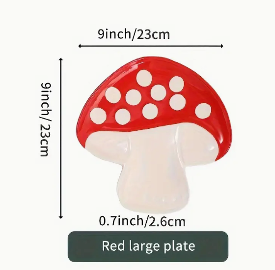 Big 1pc Ceramic Mushroom Tableware, Mushroom Cup, Canister, Plate, Cute Dinner Plate
