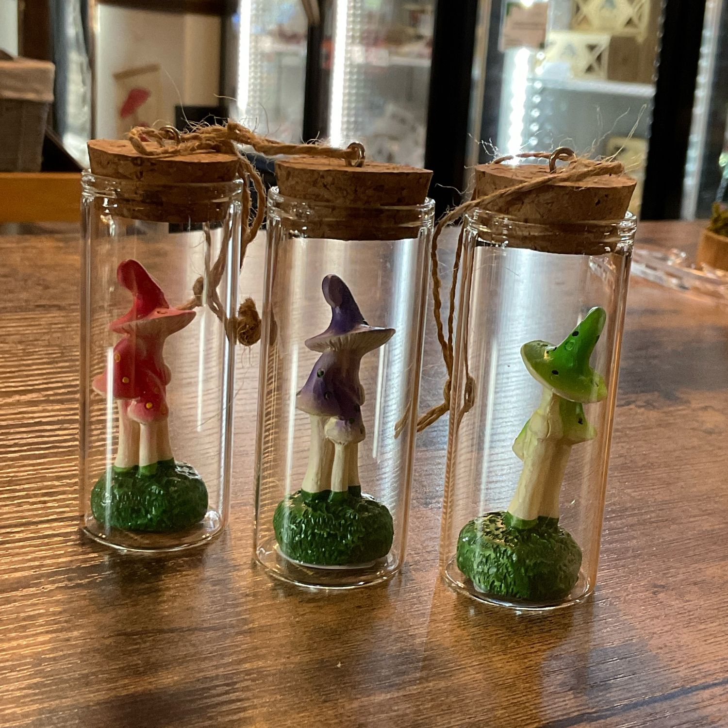 Mushroom glass bottle ornament