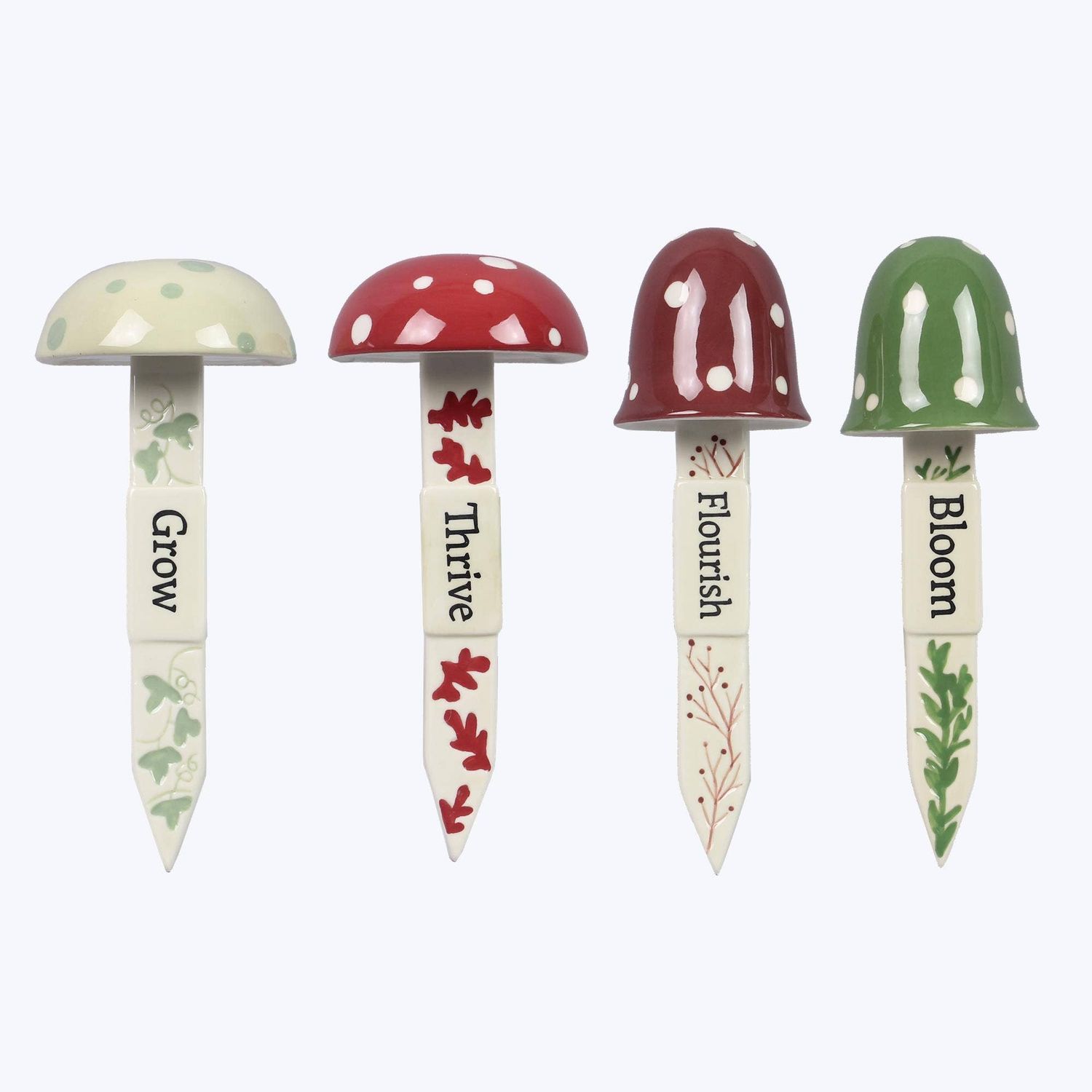 Stoneware Mushroom Forest Plant Stake Set
