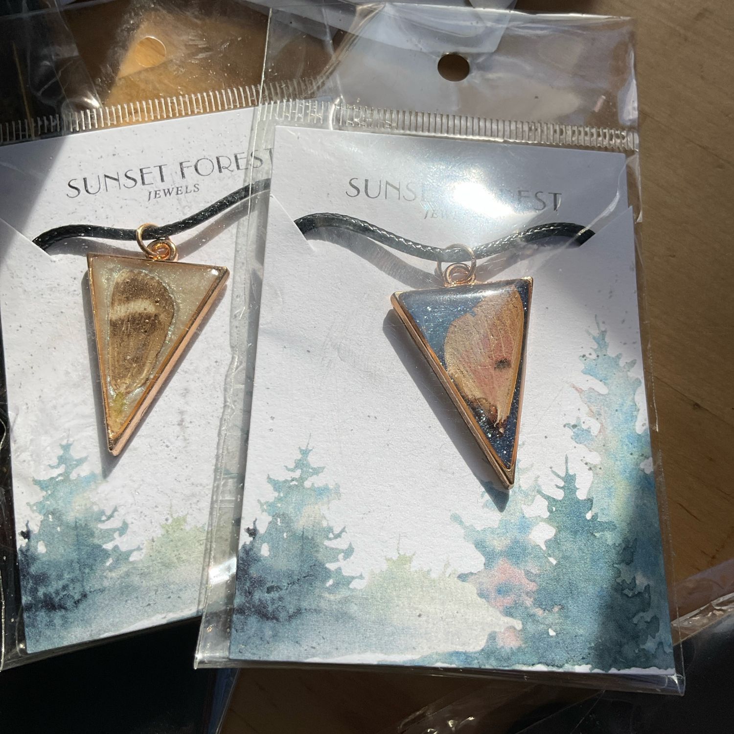 Sunset Forest Resin Wing Pendants