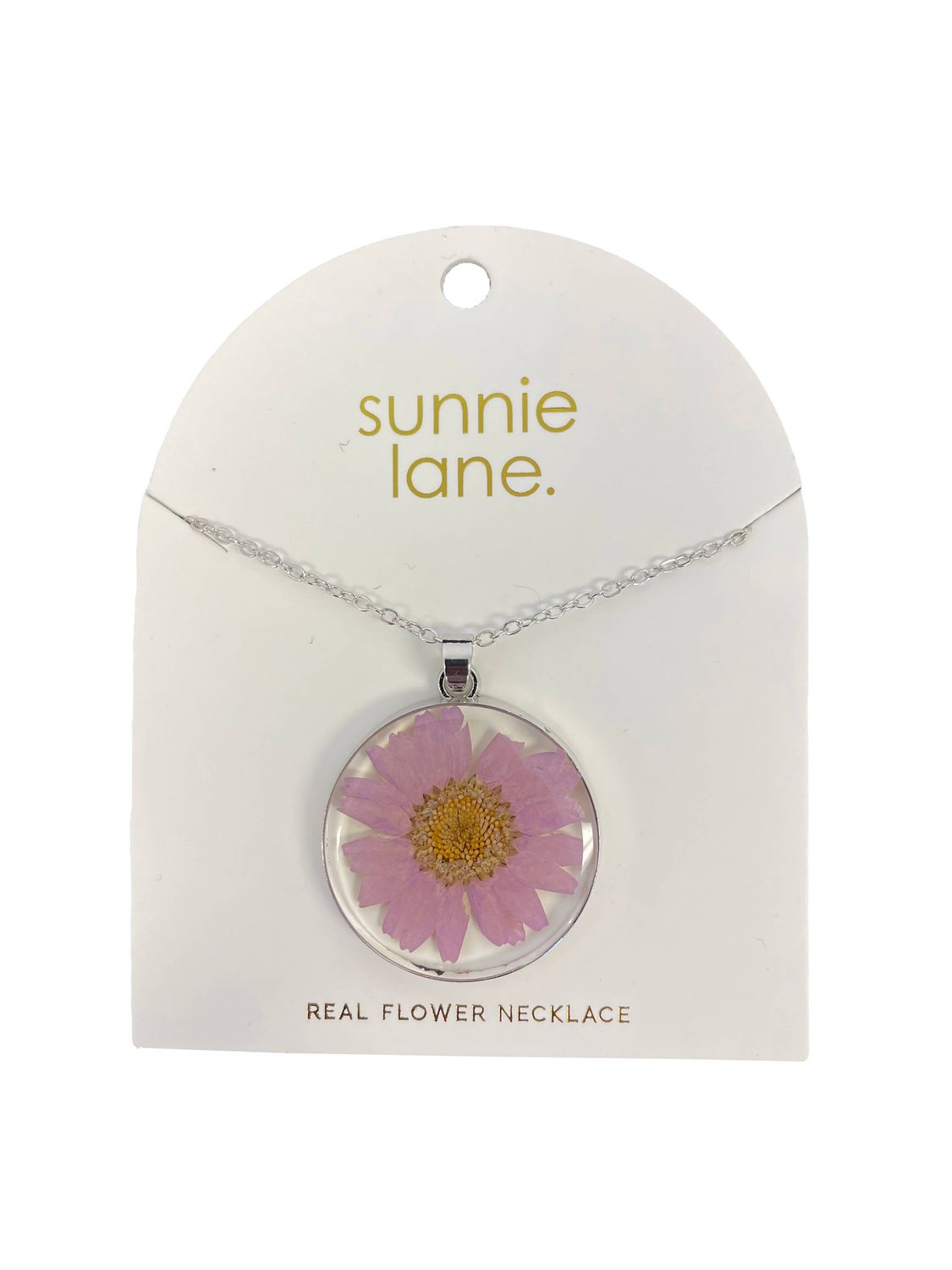 Pressed Flower Necklace - Made With Real Flowers: Lavender Daisy
