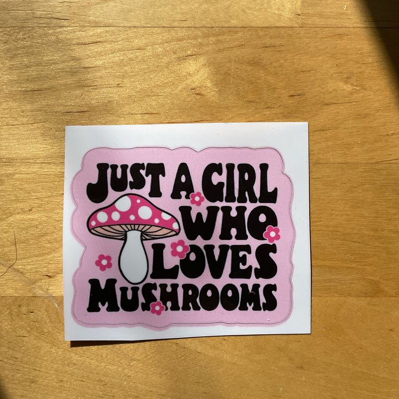 Girl who loves mushrooms sticker
