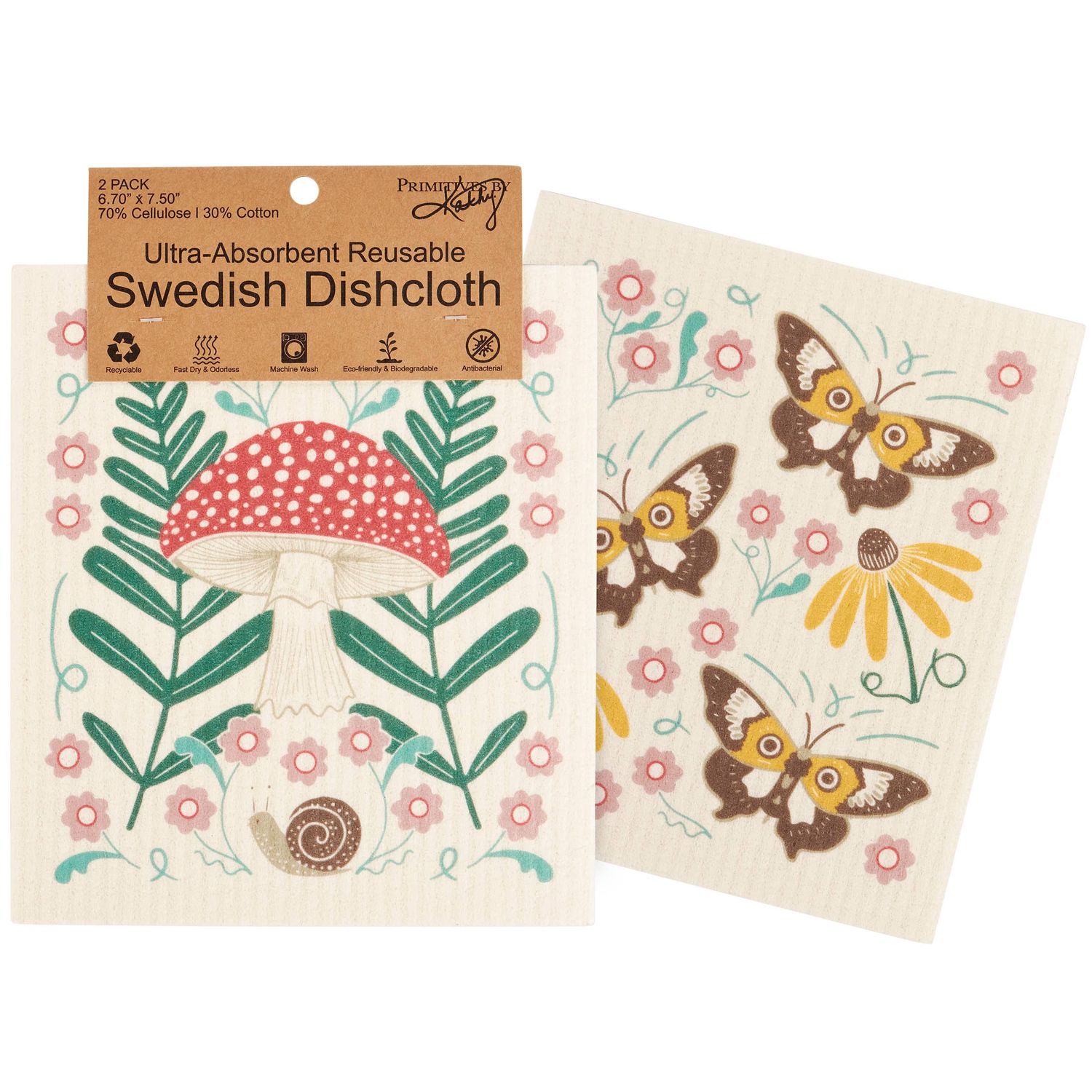 Mushroom Art Swedish Dishcloth Set