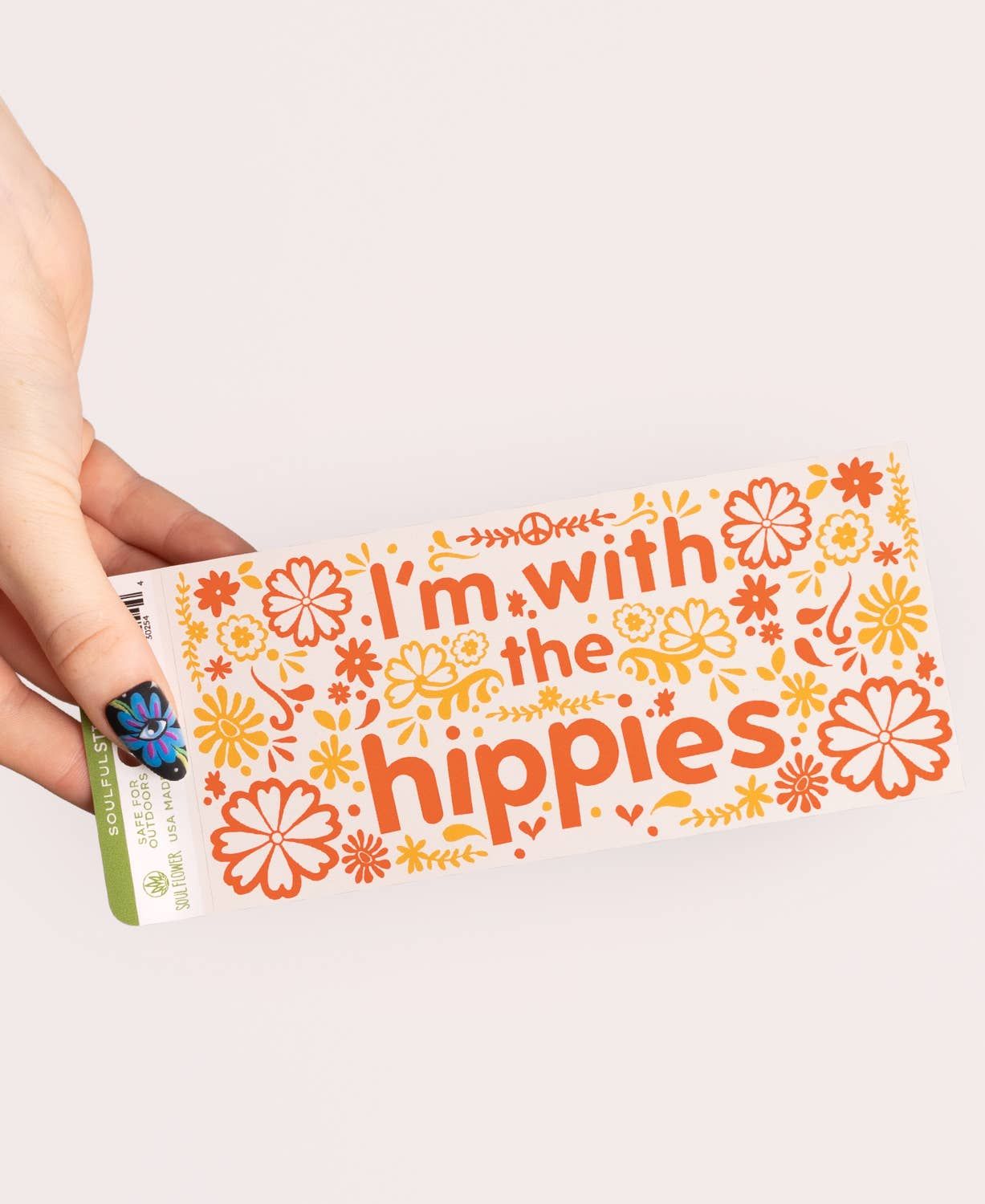 I&#39;m With the Hippies Mini Bumper Sticker