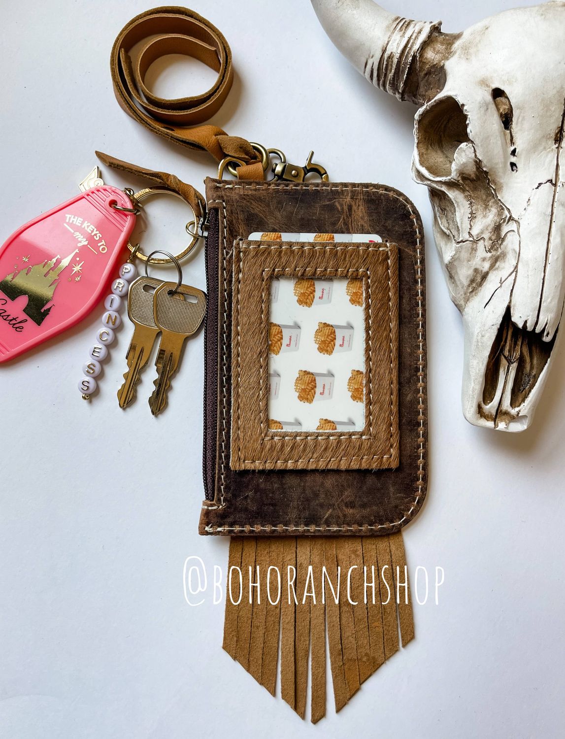 Kenzie Western Keychain ID Leather Wallet: BLACK LEATHER