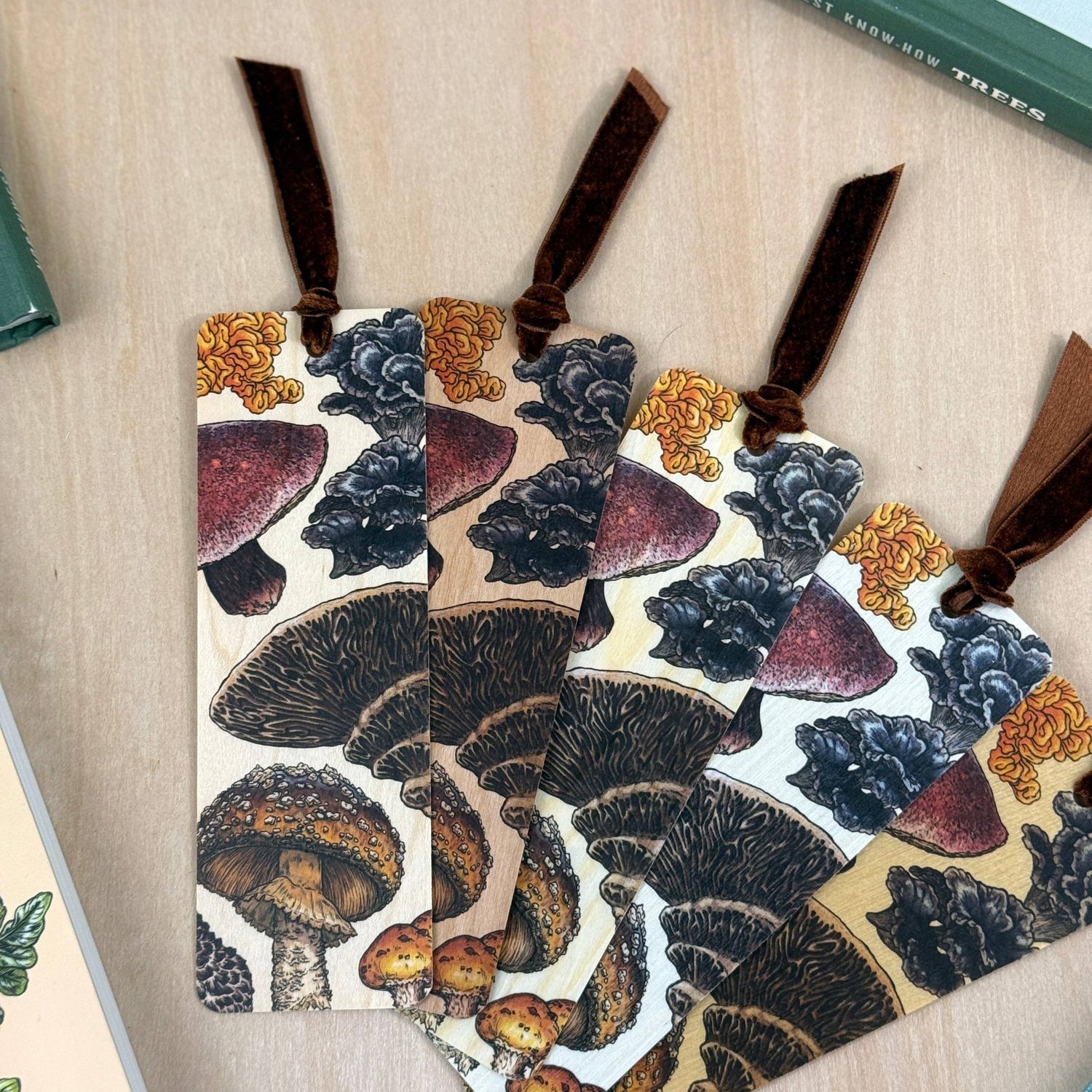 Mushroom Medley Wood Bookmark