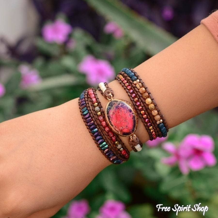 Imperial Jasper &amp; Apatite Wrap Bracelet