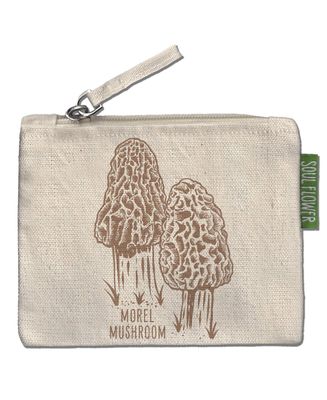 Mushroom Botanical Morel Small Zipper Pouch - Mushroom Coin Purse