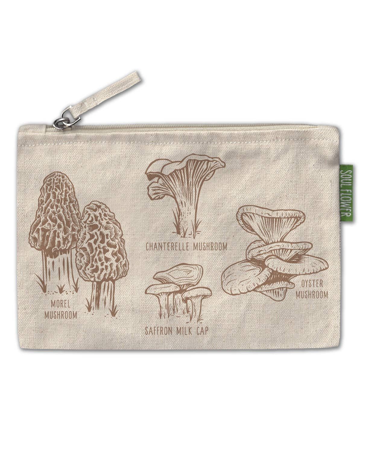 Mushroom Botanical Large Zipper Pouch - Mushroom Pouches