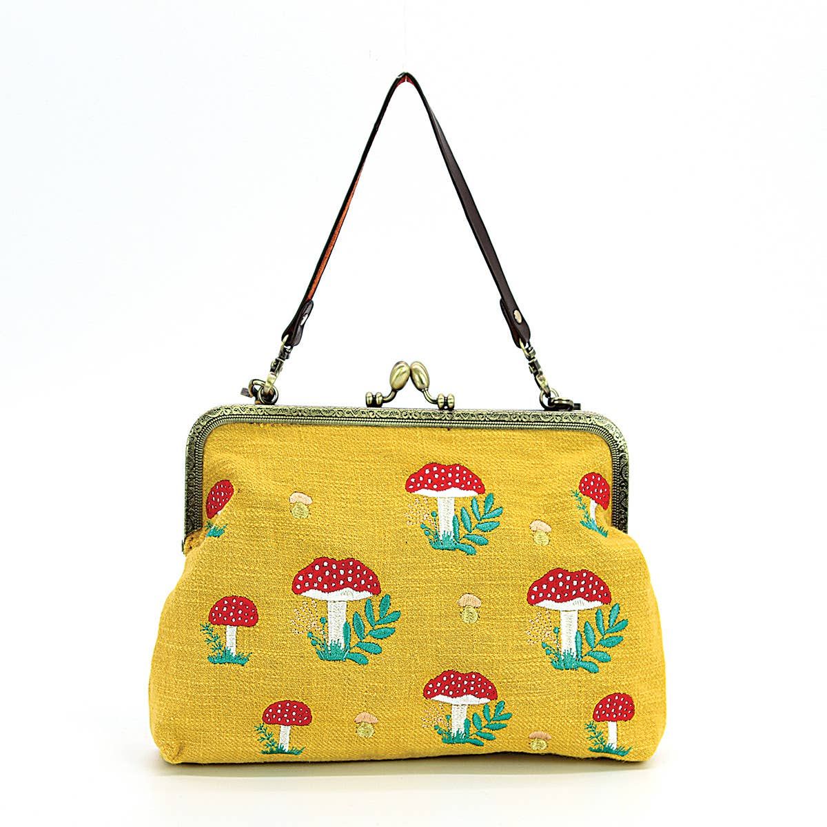 Mushrooms Kisslock Bag: Yellow