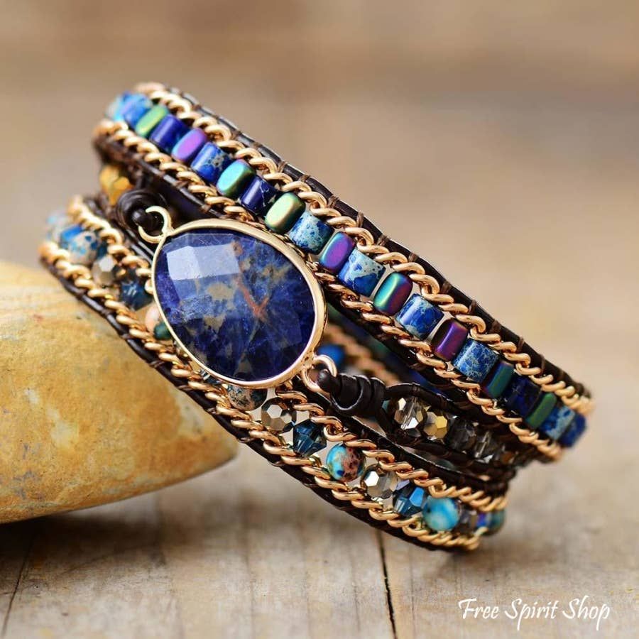Sodalite &amp; Jasper Bead Wrap Bracelet