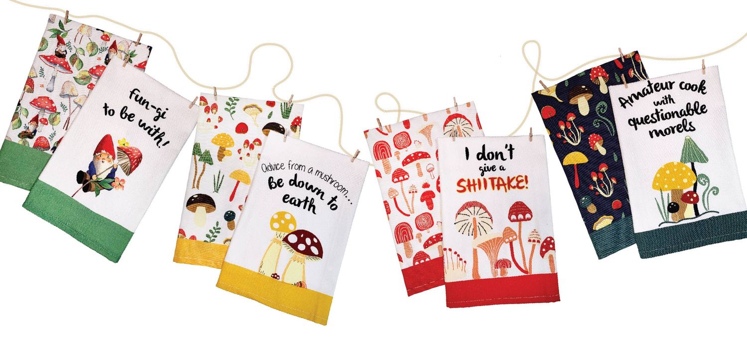 Mushroom Collection Tea Towels, 2pc Set