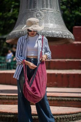 Earth Divas - Deep Red Oversized Boho Sling Bag