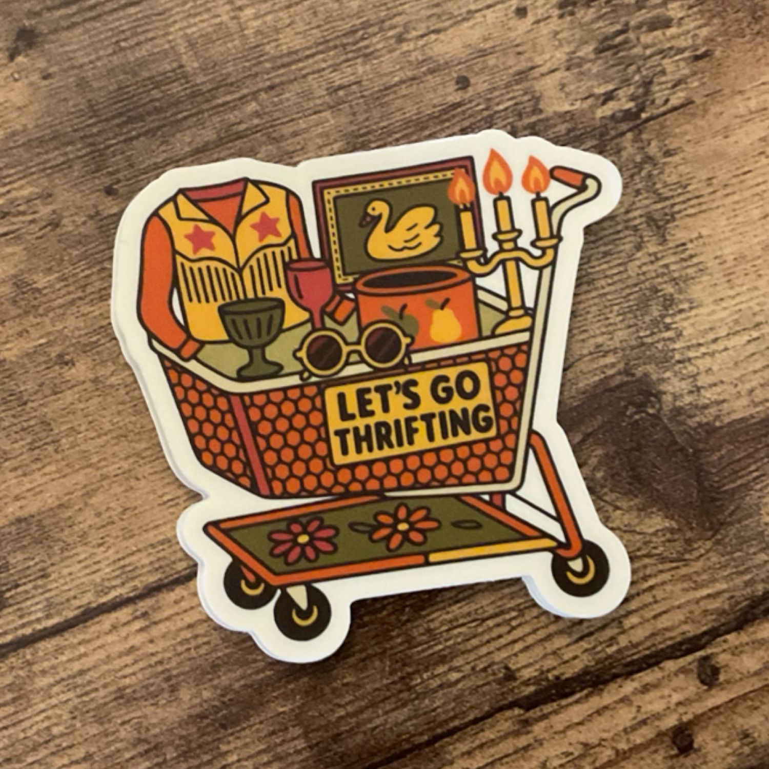 Lets Go Thrifting Sticker