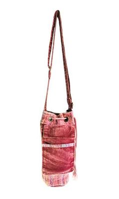 Earth Divas - Light Purple Water Bottle Cotton Crossbody Drawstring Bag