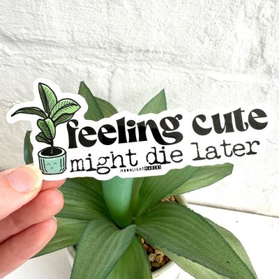 Feeling Cute, Might Die Later - Funny Plant Stickers