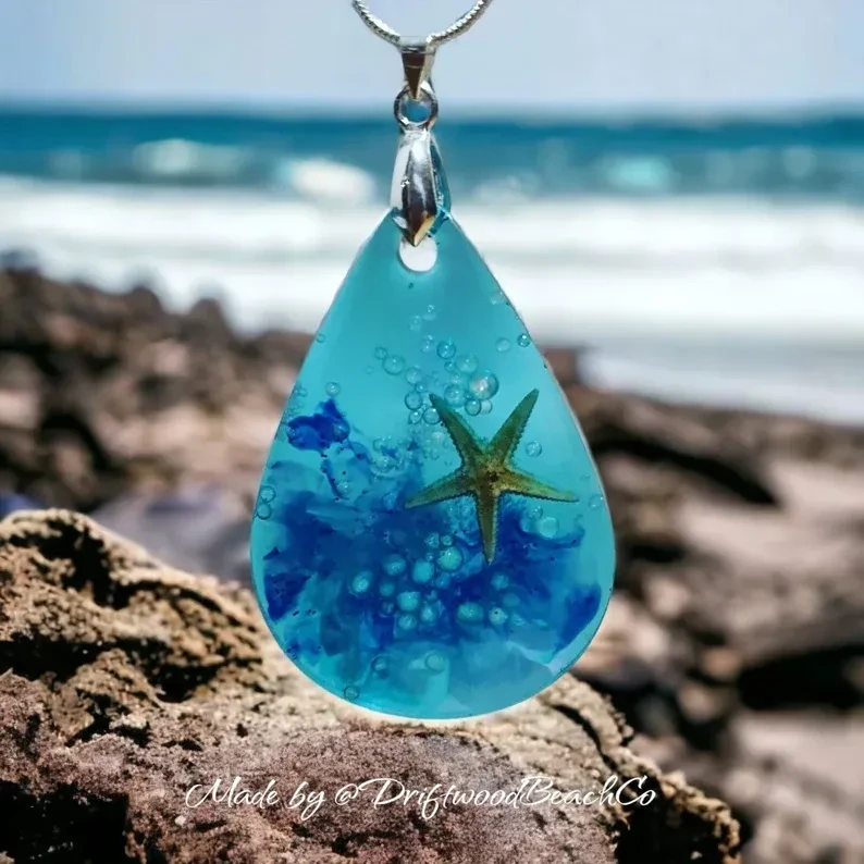 Tropical Water drop necklace Ocean Jewelry