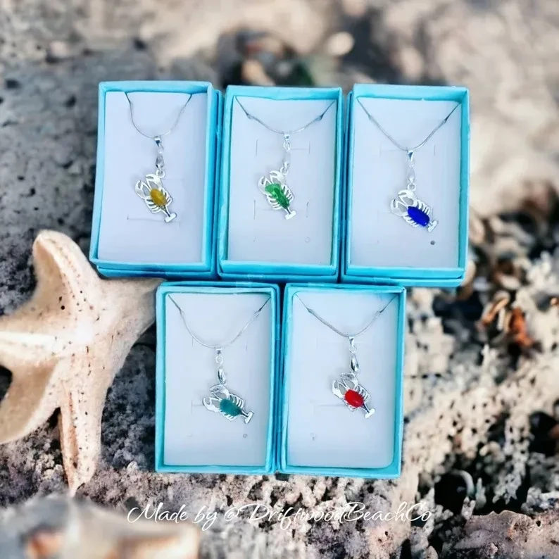Seaglass Lobster Necklace