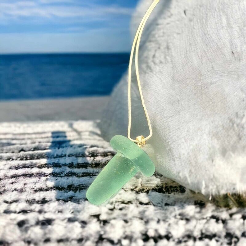 Sea foam Green Bottle stop Necklace