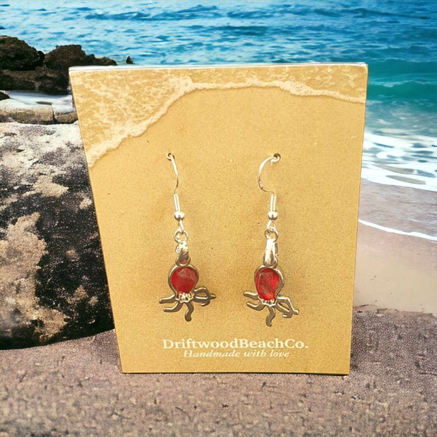 Seaglass Octopus Earrings