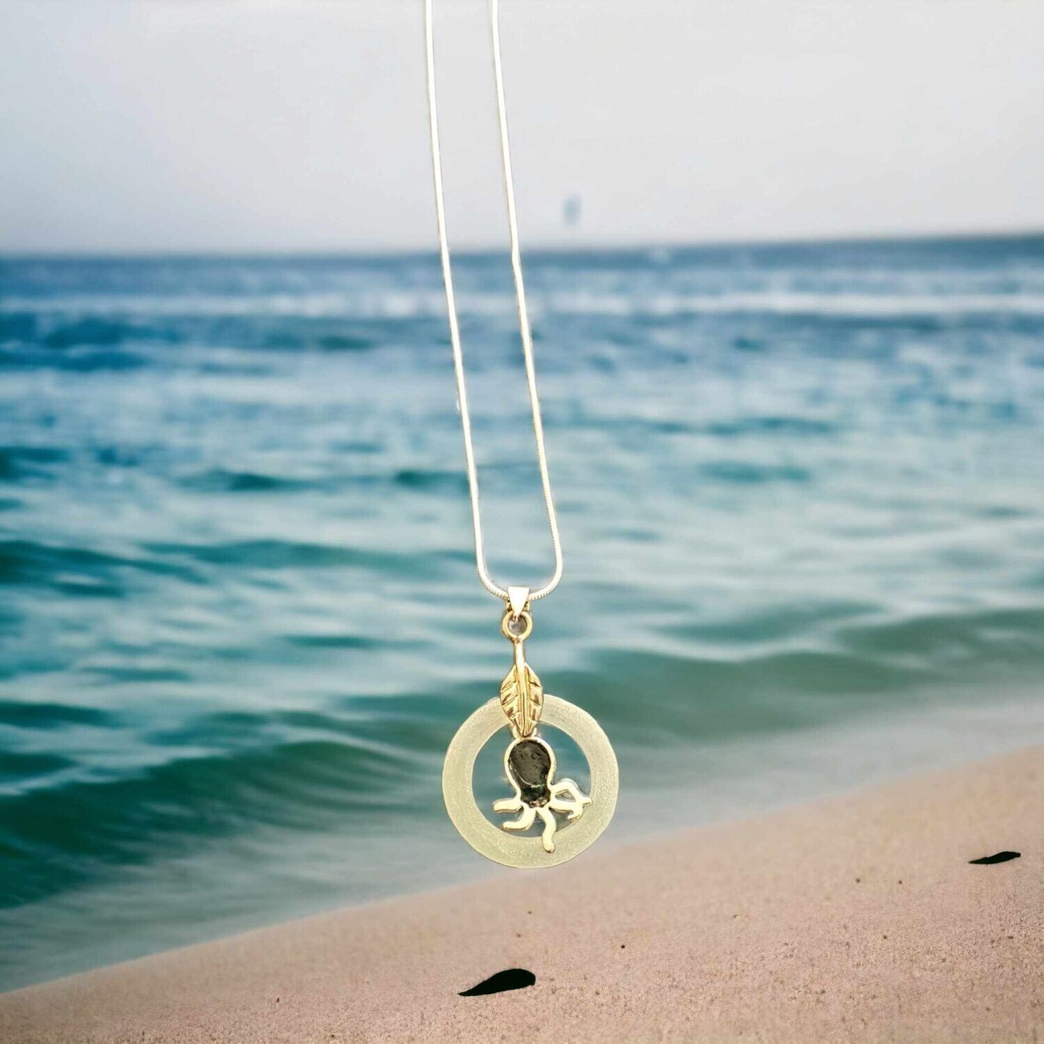 Floating Seaglass Octopus Necklace