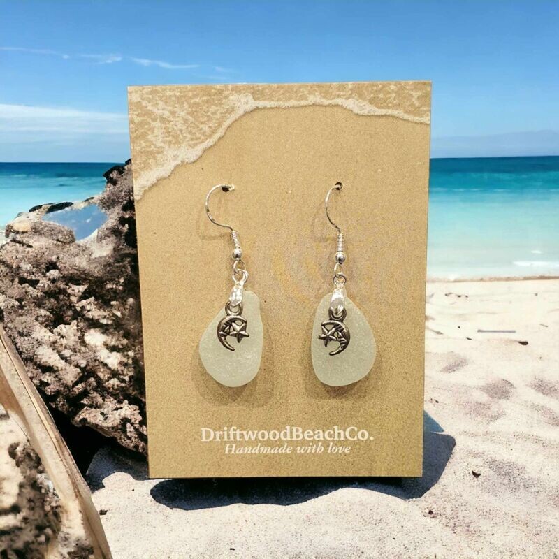 Moon & Stars Seaglass Earrings